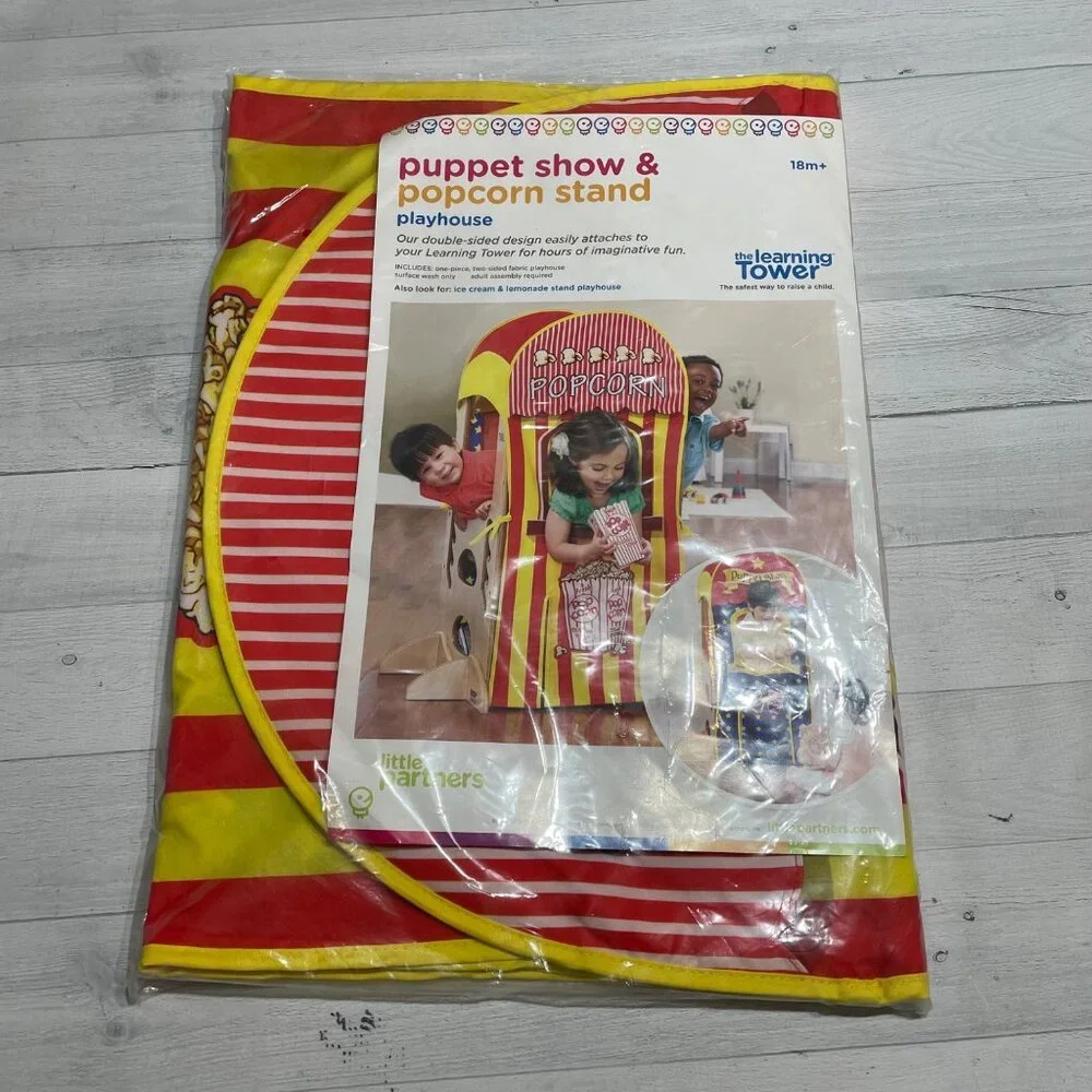 Puppet Show & Popcorn Stand Playhouse For Learning Tower 18M+ By Little Partners